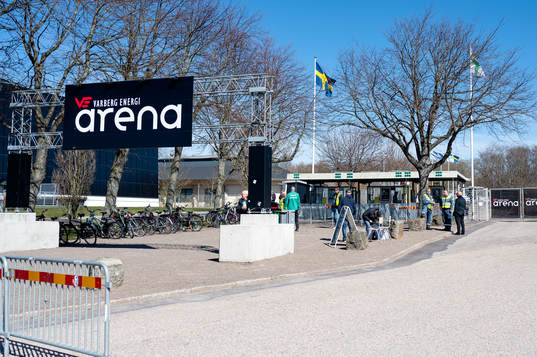 Varberg Energi Arena före fotbollsmatchen i Allsvenskan