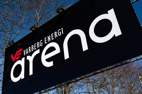 Varberg Energi Arena före fotbollsmatchen i Allsvenskan