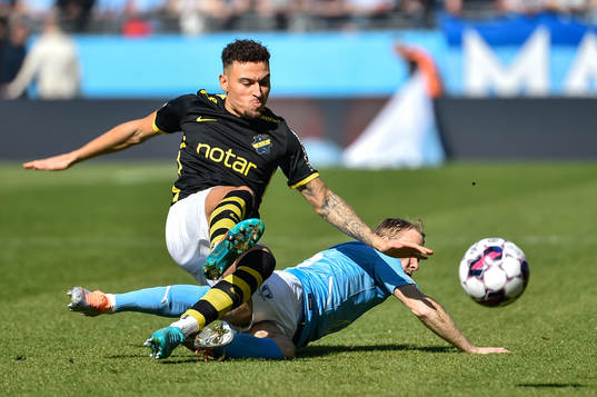 s Jordan Larsson och Malmö FFs Erdal Rakip