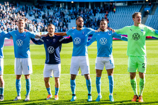 Malmö FFs Felix Beijmo, Eric Larsson, Isaac Kiese Thelin,