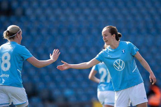 Malmö FFs Rebecka Holm och Anna Plantin jublar