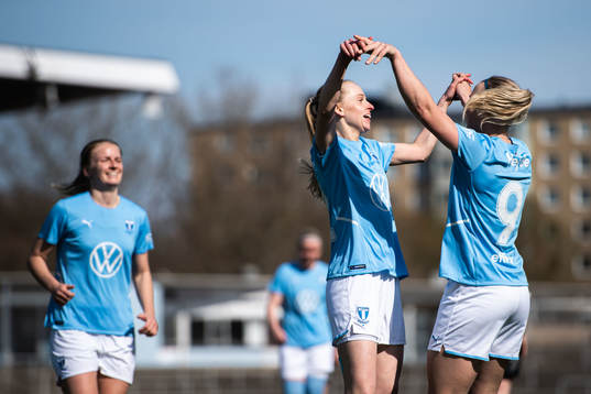 Malmö FFs Sofia Anker Kofoed och Madeleine Hejde jublar
