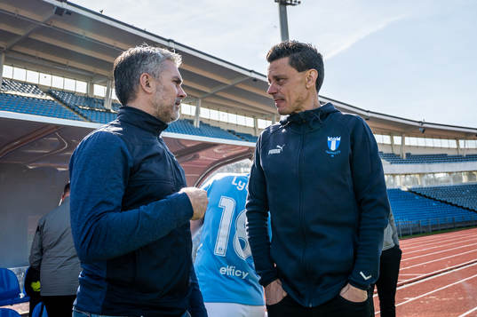 Malmö FFs VD Niclas Carlnén och tränare Fredrik Jahnfors