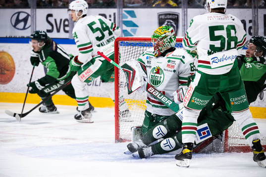 Rögles målvakt Christoffer Rifalk och Färjestads Gustav