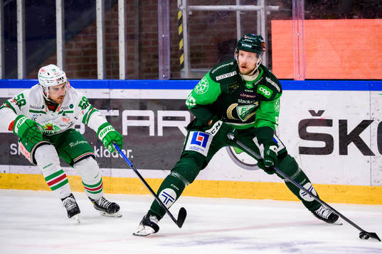 Rögles Ryan McKiernan och Färjestads Jacob de la Rose
