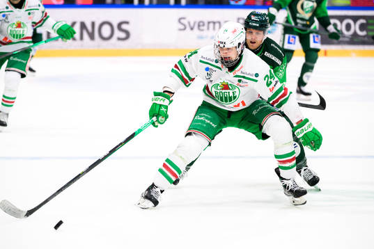 Rögles Marco Kasper och Färjestads Patrik Lundh