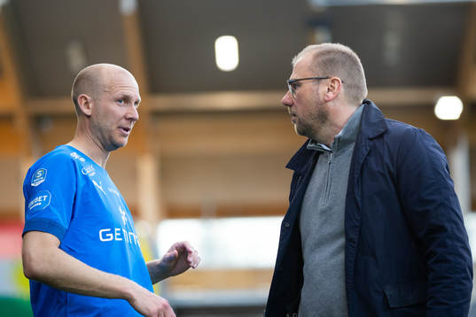 Halmstads Andreas Johansson och tränare Magnus Haglund