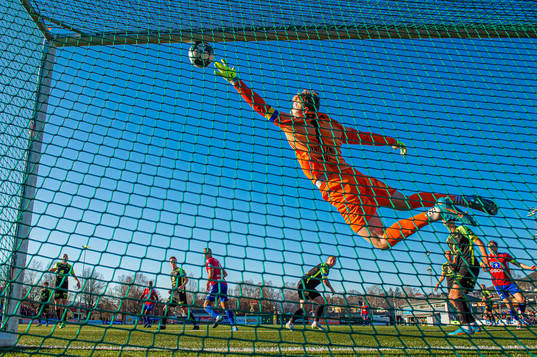 Johnny Buduson of Skeid scores the 1-1 goal behind