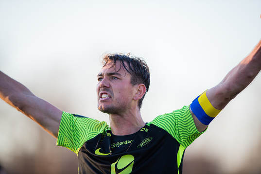 Fredrik Pallesen Knudsen of Brann celebrates