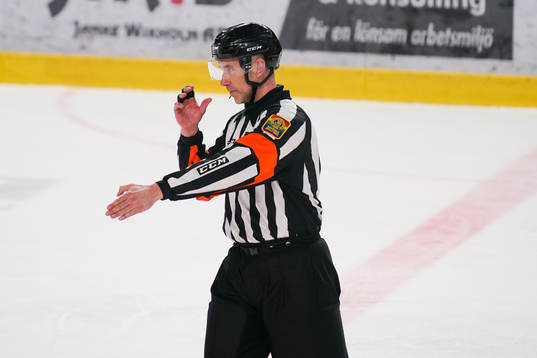 Domare Linus Öhlund dömer mål