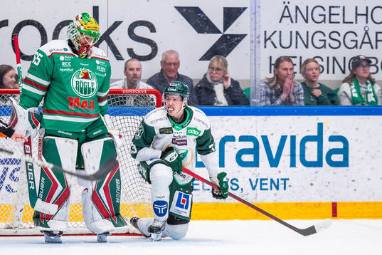 Rögles målvakt Christoffer Rifalk och Färjestads Albert