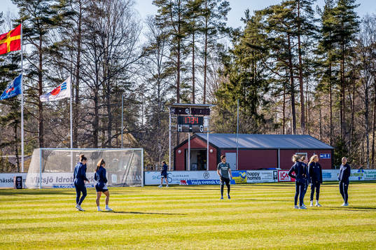 Djurgårdens spelare på gräsmattan