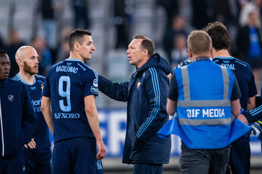 Djurgårdens Haris Radetinac och tränare Kim Bergstrand