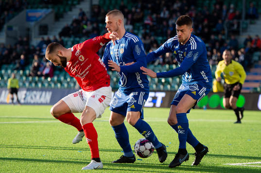 Kalmars Filip Sachpekidis och Sundsvalls Erik Andersson och