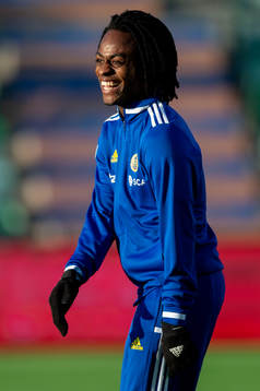 Sundsvalls Ronlado Damus innan fotbollsmatchen i