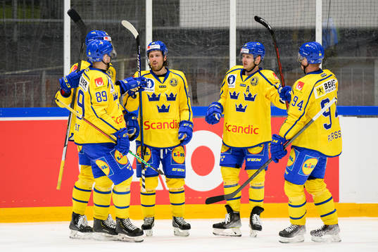 Players of Sweden celebrate