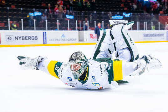 Björklövens målvakt Claes Endre jublar