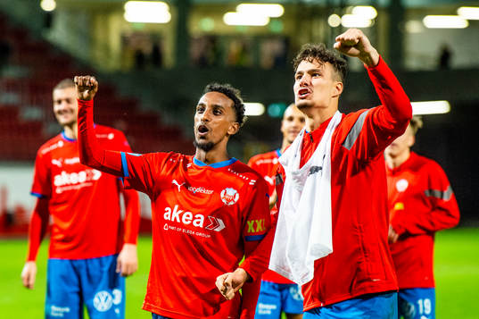 Helsingborgs Taha Ali och Assad Al Hamlawi jublar