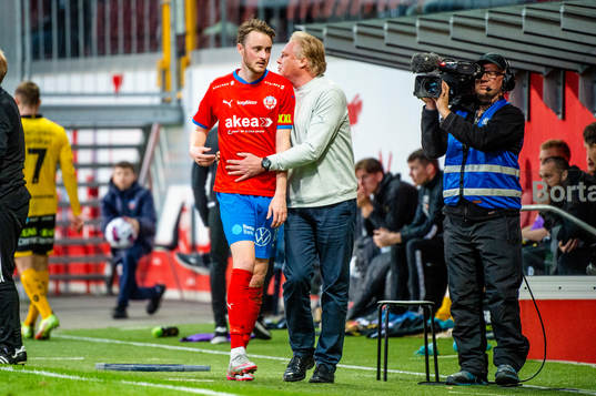 Helsingborgs Rasmus Jönsson och tränare Jörgen