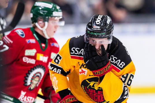 Luleås Pontus Andreasson tar sig mot ansiktet