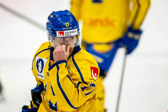 Oskar Lang of Sweden looks dejected