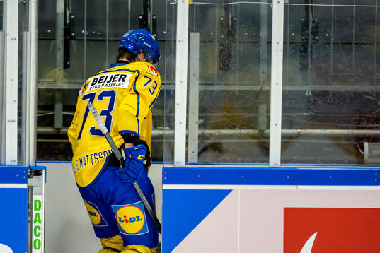 Adam  Ollas Mattsson of Sweden in the peneltybox
