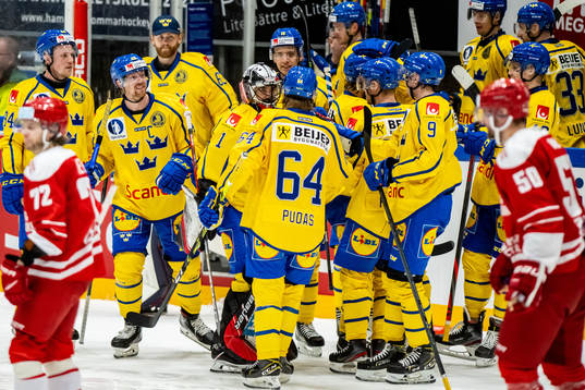 Player of Sweden celebrates