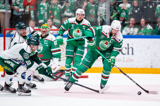 Färjestads Marcus Nilsson och Rögles Mattias Sjögren