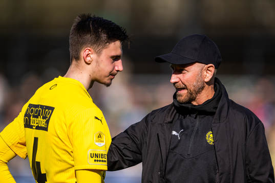 Mjällbys Noah Eile och assisterande tränare Stefan