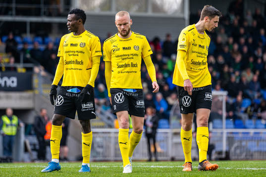 Mjällbys Silas Nwankwo, Adam Ståhl ocj Noah Eile deppar
