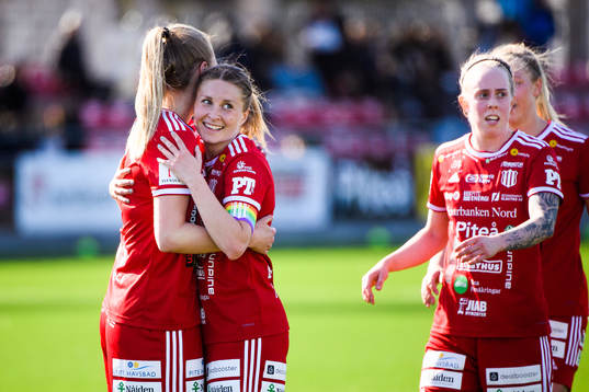 Piteås Alexandra Benediktsson  och Fanny Andersson jublar