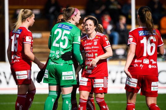 Piteås målvakt Amanda McGlynn och Josefin Johansson