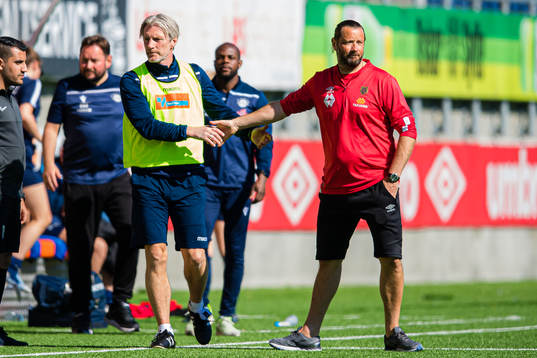 Cato Hansen, head coach of Grand Bodø, and Frode Fagermo,