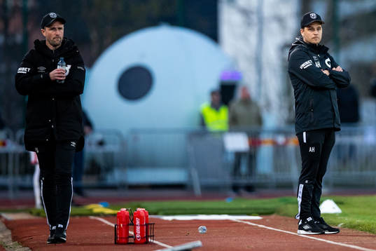Degerfors tränare Tobias Solberg och tränare Andreas