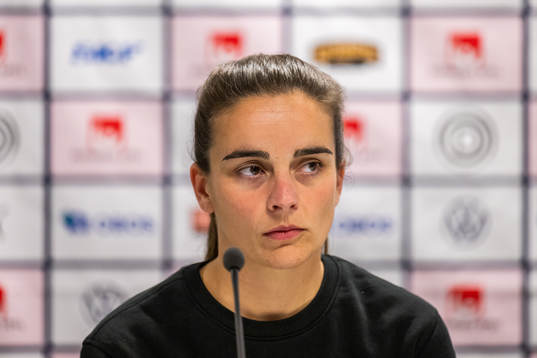 Rosengårds tränare Renee Slegers på presskonferensen