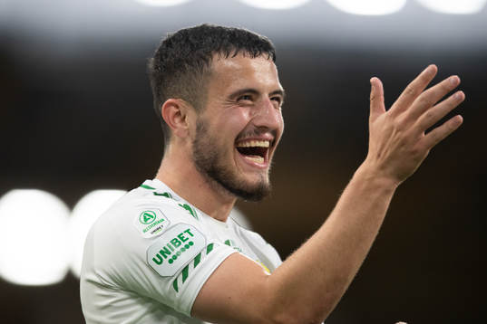 Hammarbys Astrit Selmani jublar