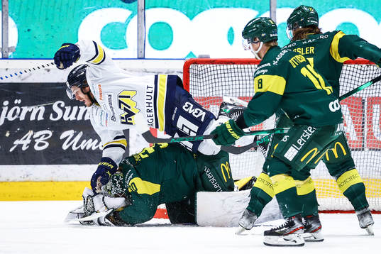 s Tyler Kelleher och Björklövens målvakt Joona