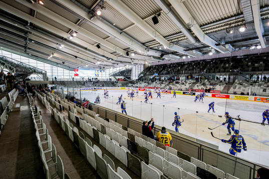 Interior view of Steffl Arena at warm up