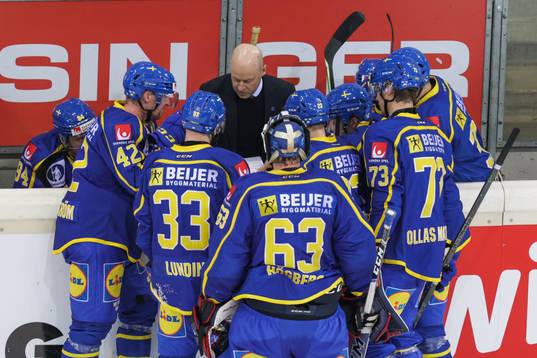 Players and assistant coach Marcus Ragnarsson of Sweden at