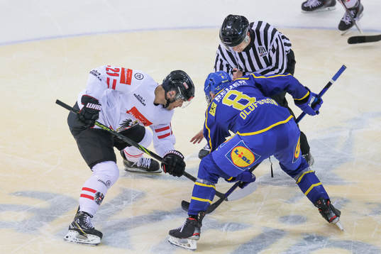 Lukas Haudum of Austria and Fredrik Olofsson of Sweden
