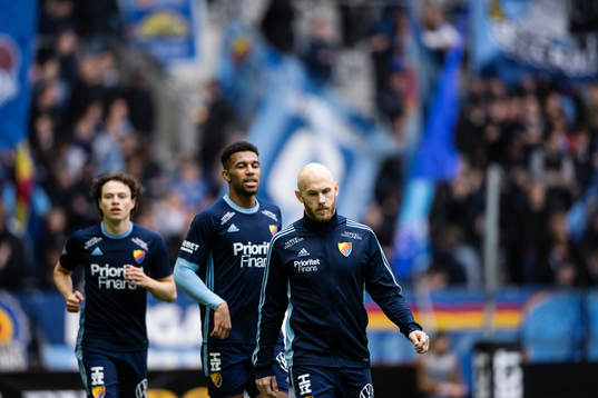 Djurgårdens Leo Cornic Isak Hien och Magnus Eriksson