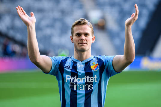 Djurgårdens Hampus Finndell jublar