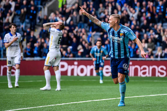 Djurgårdens Victor Edvardsen jublar