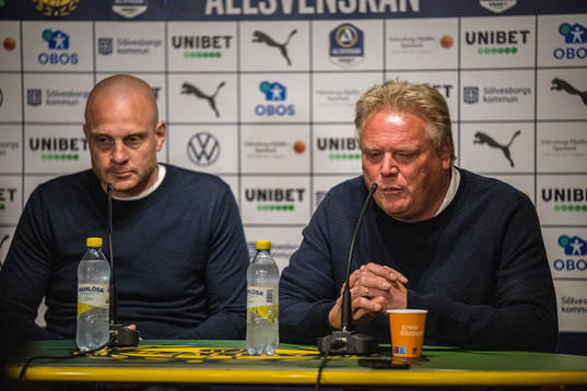 Mjällbys tränare Andreas Brännström och Helsingborgs