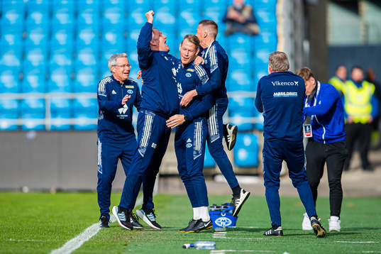 Erling Moe, head coach of Molde, celebrates at the final