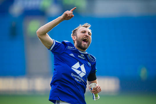 Magnus Wolff Eikrem of Molde celebrates with the trophy