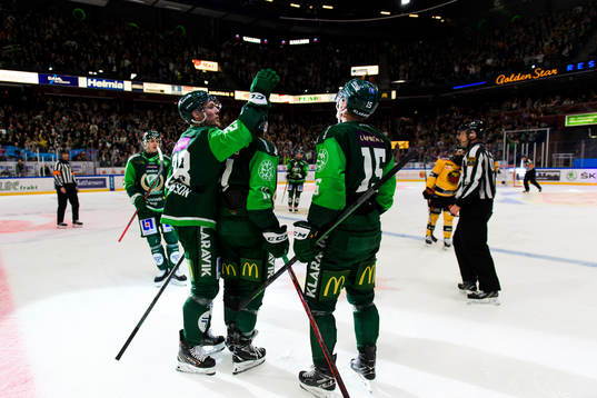 Färjestads Mattias Göransson, Joakim Nygård och Gustav