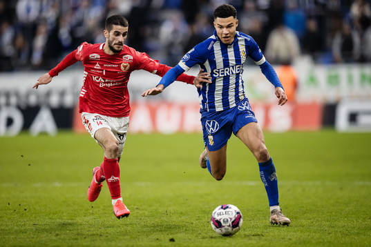 Kalmars Noah Shamoun och IFK Göteborgs Alexander Jallow