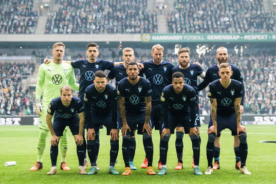 Malmö FFs spelare ställer upp för en lagbild