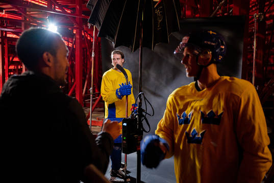 Mathias Bromé and Max Friberg of the Swedish national ice